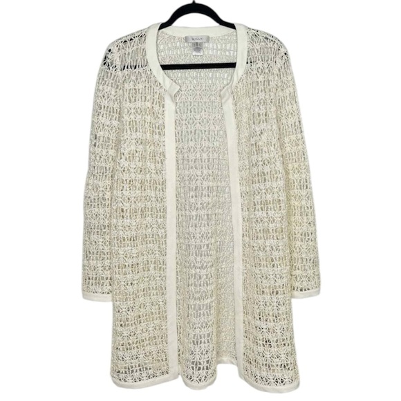 Milly Cream Off White Woven Open Duster Size 8 - Picture 1 of 3